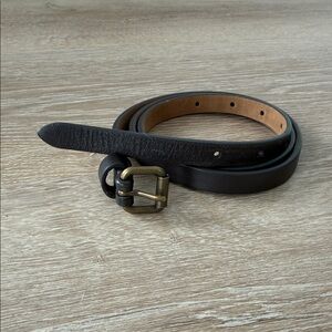 Abercrombie & Fitch Brown Leather Belt with Antique Brass Buckle